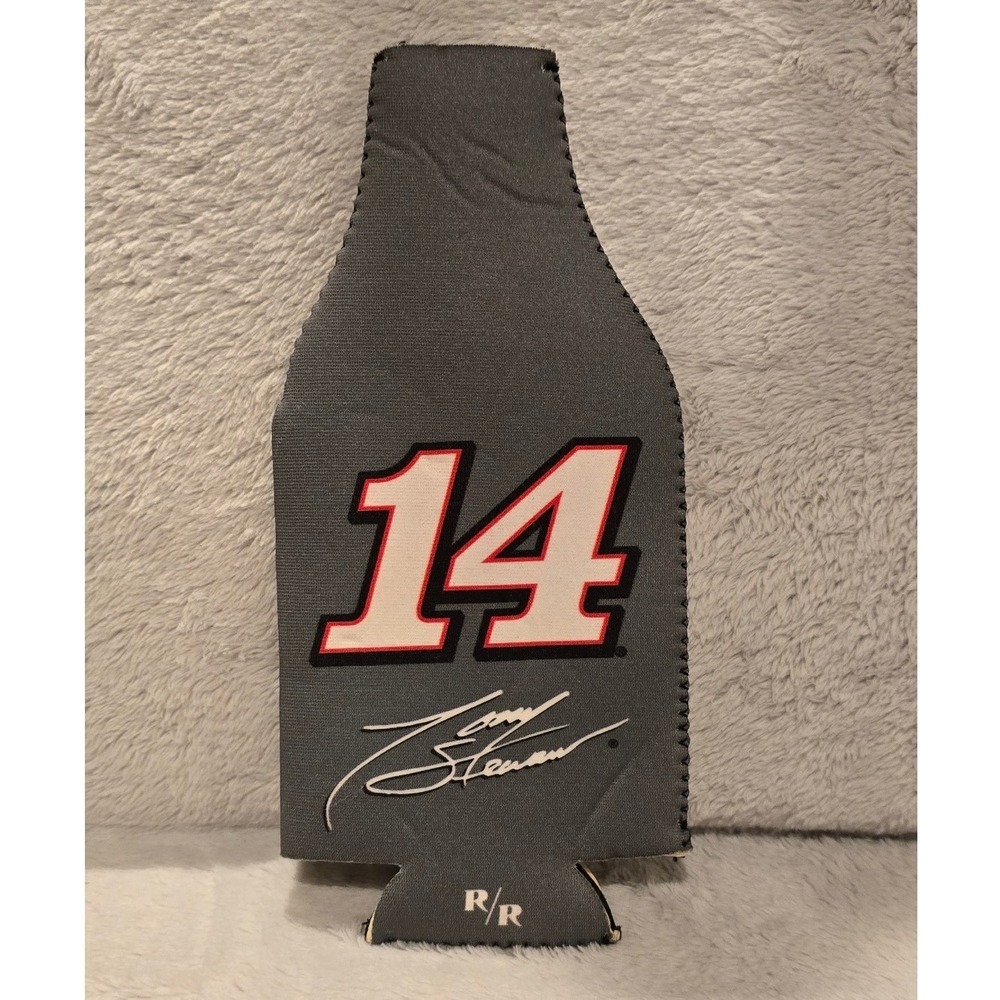 Tony Stewart NASCAR 14 Gray Neoprene Zipper Bottle Koozie Drink Insulator